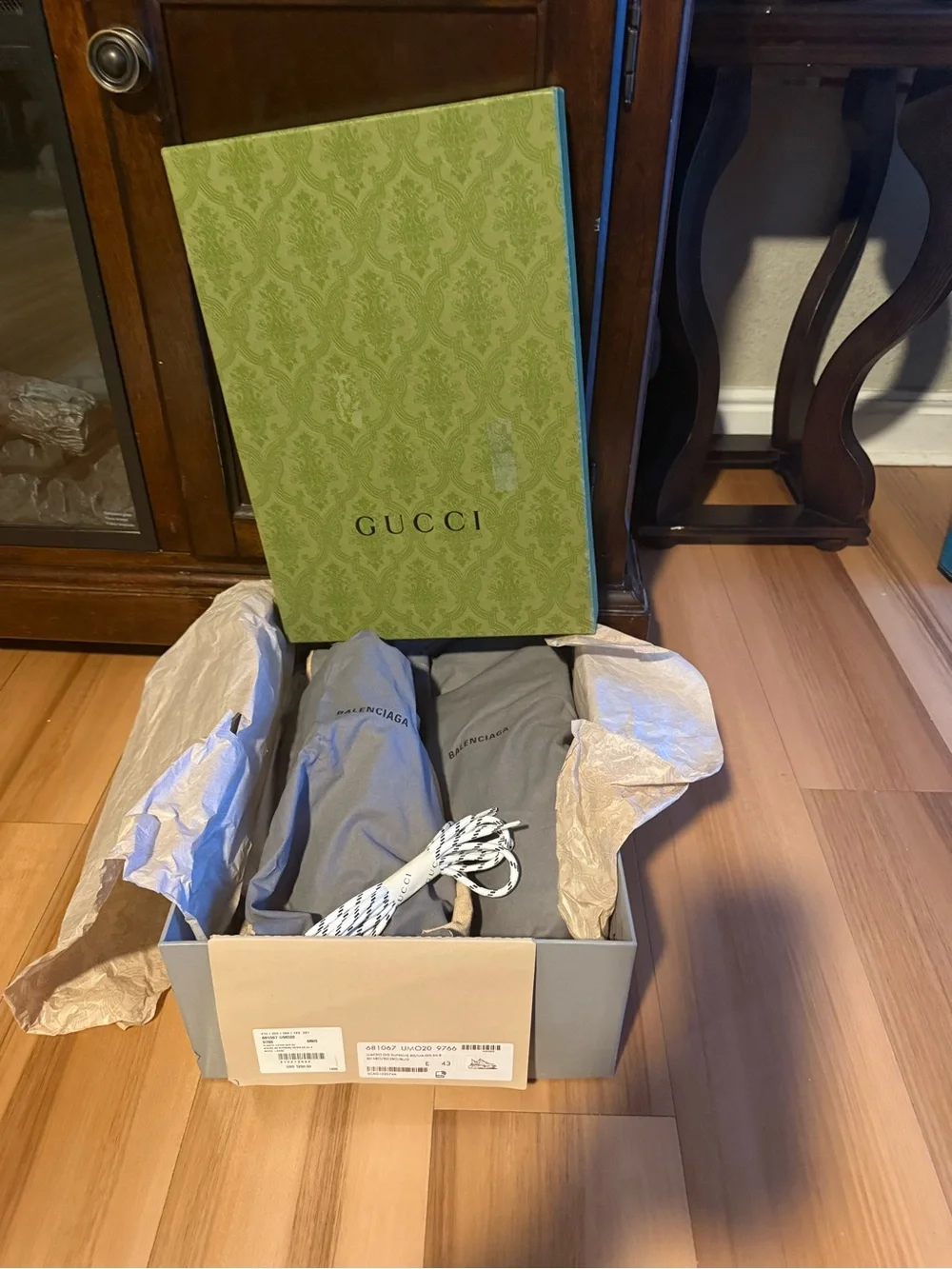 New In Original Box Balenciaga Gucci X Hacker Project Triple S Sneakers Size 43